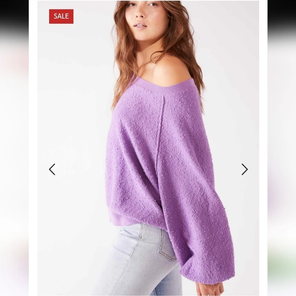 Free People Found My Friend pullover nubby sweatshirt top‎ light lilac